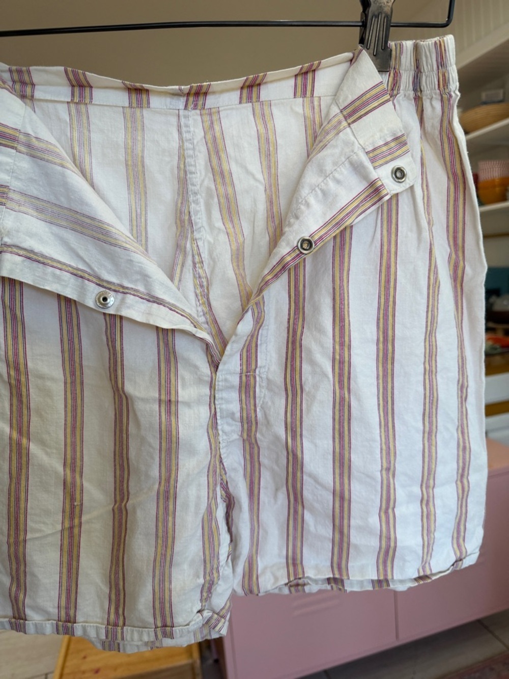 Vintage Lightweight Snap Button Adjustable Waist Boxer Sleep Short Lounge - Picture 6 of 6